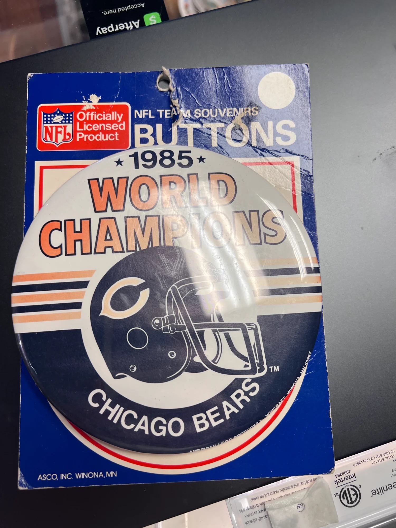 Chicago Bears 1985 World Champions Button
